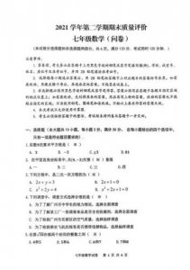 ​七年级数学下册期末试卷(免费)(2023七年级数学下册期末试卷)