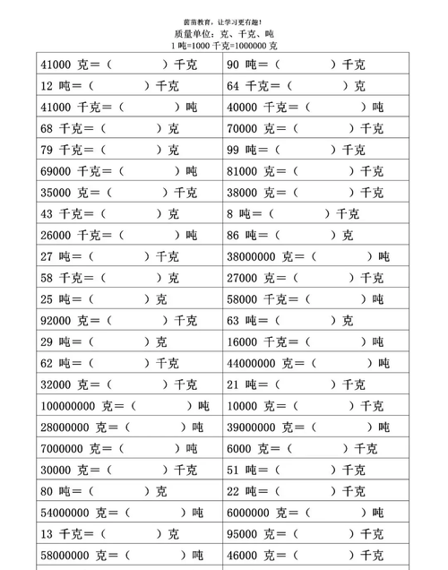 1千克和一吨的进率是多少