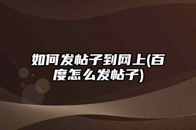 ​如何发帖子到网上(百度怎么发帖子)