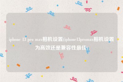 ​iphone 13 pro max相机设置(iphone13promax相机设置为高效还是兼容性最佳)