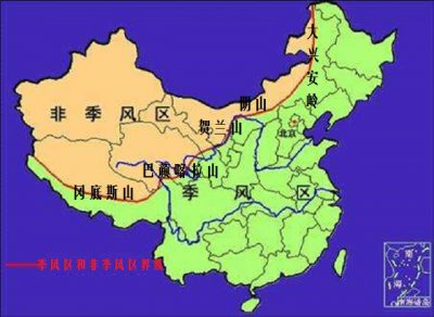 ​季风区和非季风区的分界线（季风区和非季风区的分界线地图）