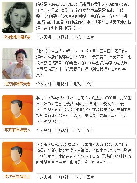 新版红楼梦的演员名单 新红楼梦演员表大全