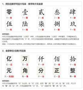 ​大写一二三四五六七八大九十大写 （人民币大写：数字、单位）
