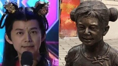​何炅与雕像（何炅哪吒版雕像简直神还原）