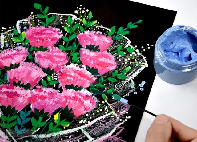 小班母亲节创意画简单又好看（节日主题美术课程献给母亲节的芬芳花束）(9)