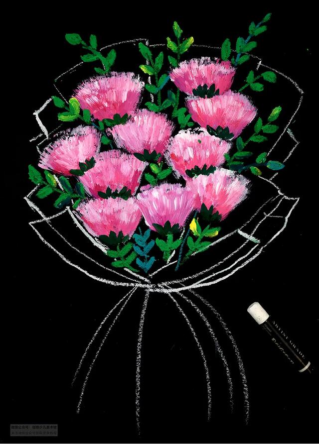 小班母亲节创意画简单又好看（节日主题美术课程献给母亲节的芬芳花束）(7)