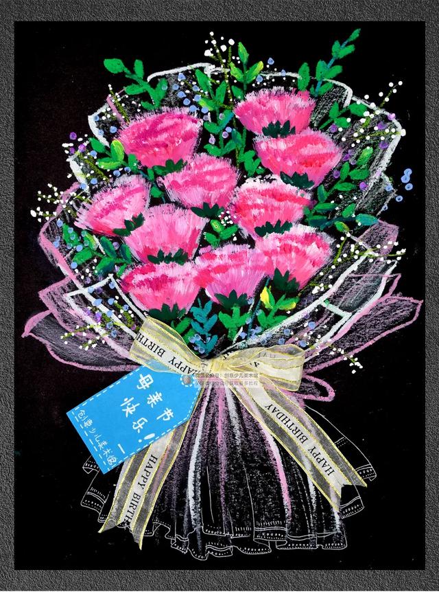 小班母亲节创意画简单又好看（节日主题美术课程献给母亲节的芬芳花束）(11)