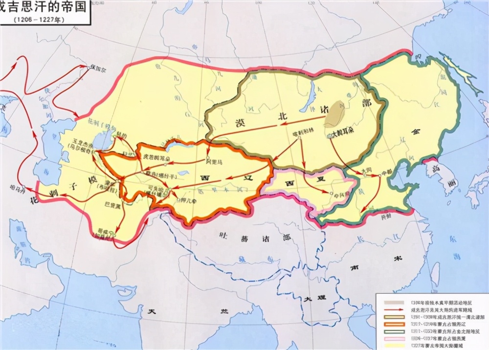 成吉思汗率军打下的地盘有多大？看了地图才知道，实际上没多大