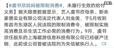 ​虞书欣富二代人设坍塌 虞书欣妈妈被曝老赖