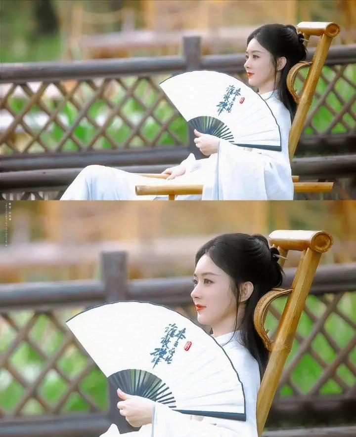 赵丽颖早期出演陈晓版神雕侠侣，撑伞出场很惊艳，还吻了陈晓